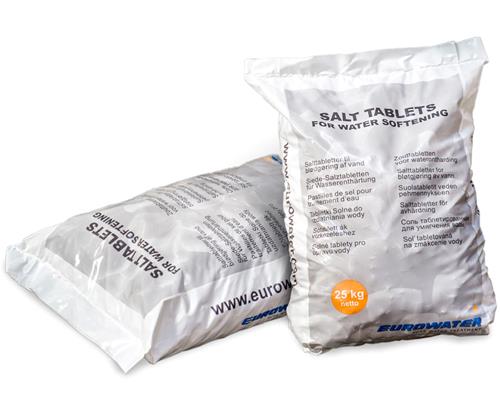 Salt tablets for water softening in 25 kg. bag